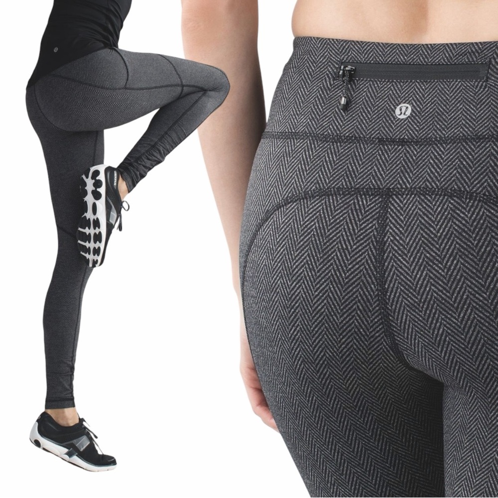 Lululemon Speed Tight IV Herringbone Gray Black